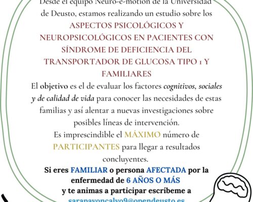 Estudio psicológico y neuropsicológico en pacientes Glut1 para toda la comunidad  de habla hispana.